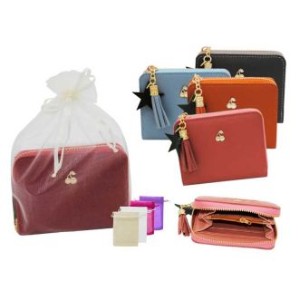 Monedero de piel cerezas y bolsa de tul