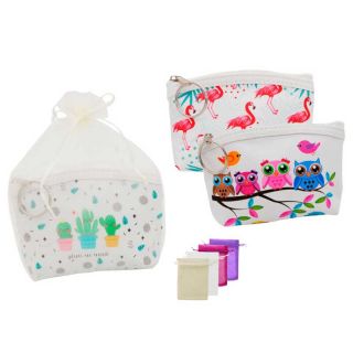 Monedero con cremallera buhos-flamencos-captus y bolsa de tul