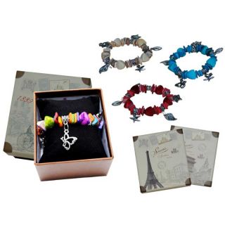 Pulsera de nacar con abalorios y caja con almohadilla