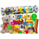 Bolsa caramelo supergrande con golosinas y peluche