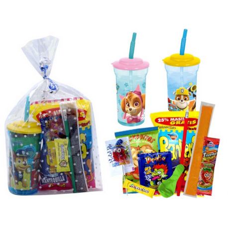 Vaso de con caña patrulla canina con golosinas