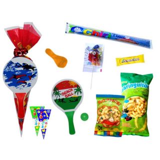 Bolsa cono con golosinas y pala de playa