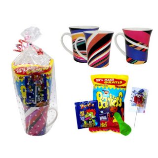 Taza de cerámica líneas con golosinas para niños