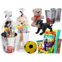 Papelera ciudades con golosinas y peluche grande