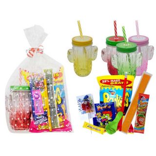 Jarra de cristal frutas con golosinas