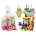 Jarra de cristal frutas con golosinas