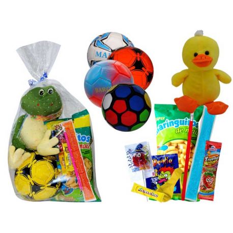 Balón balonmano con golosinas + peluche M.