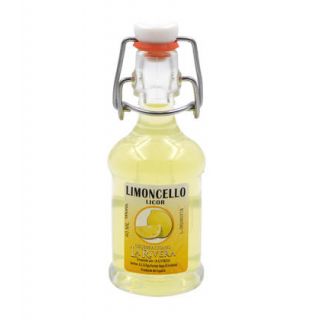 Botellita de licor Limoncello 40 ml, modelo Siphón en cristal
