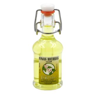 Botellita de licor Finas Hierbas 40 ml, modelo Siphón en cristal
