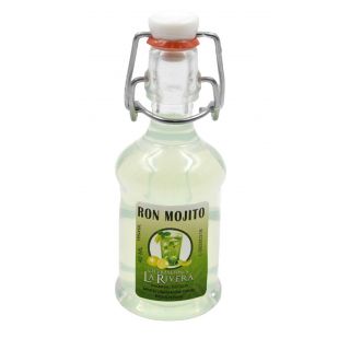 Botellita de licor Ron Mojito 40 ml, modelo Siphón en cristal