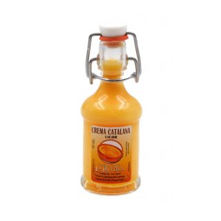 Botellita de licor Crema Catalana 40 ml, modelo Siphón en cristal