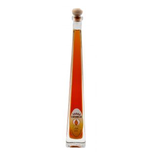 Botellita de licor Vodka Caramelo 100 ml, modelo Edu en cristal