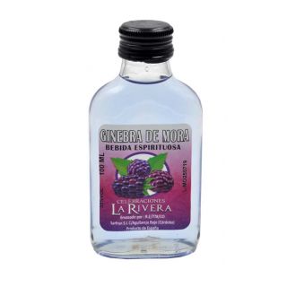 Botellita de Ginebra de Mora, 100 ml, modelo Petaca de cristal