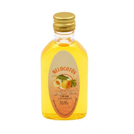 Botelllita de Licor de Melocotón, 50 ml, modelo Petaca de plástico