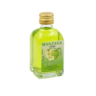 Botellita de Licor de Manzana Verde, 50 ml, modelo Frasca en cristal