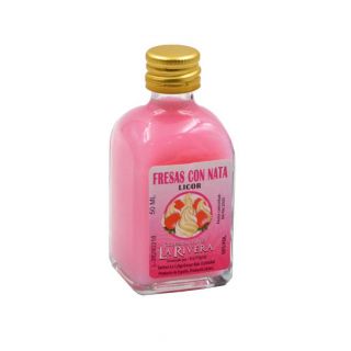 Botellita de Licor de Fresa con Nata, 50 ml, modelo Frasca en cristal