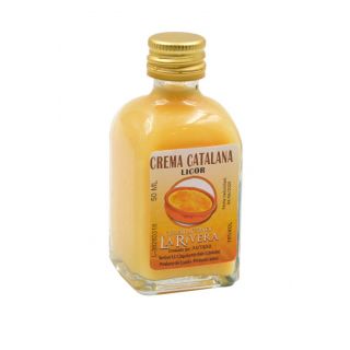 Botellita de Licor de Crema Catalana, 50 ml, modelo Frasca en cristal
