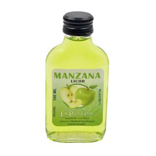 Botella de Licor de Manzana Verde, 100 ml, modelo Petaca en cristal