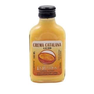 Botella de Licor de Crema Catalana, 100 ml, modelo Petaca en cristal