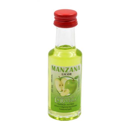 Mini-botellita de Licor de Manzana, 20 ml, modelo Dórica en cristal