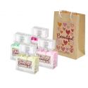 Pack con perfume de grosellas, en bote de cristal, y bolsa decorada