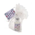 Pack con perfume de jazmín en bote de cristal 10 ml y bolsa de organza