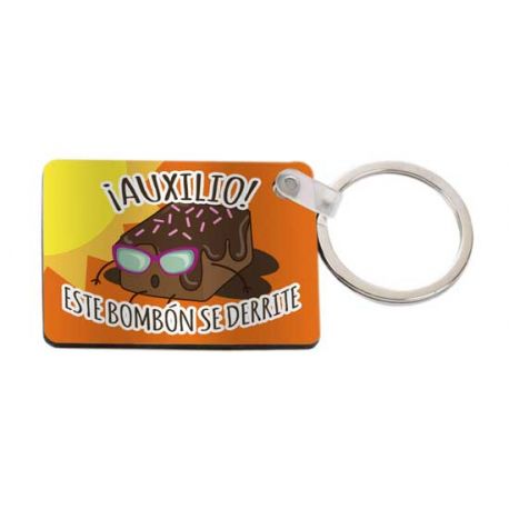 Llavero rectangular con dibujo de bombón (no personalizable)