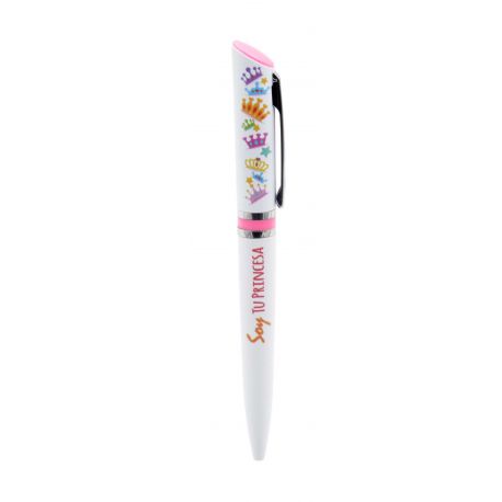Original bolígrafo para chicas -Soy tu Princesa-, blanco y rosa