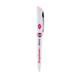 Original bolígrafo para chicas -Despiértame con besos”, blanco y rosa