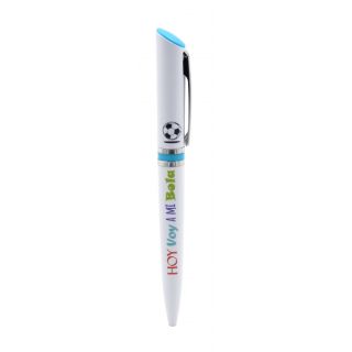 Original bolígrafo para chicos -Hoy voy a mi bola-, blanco y azul