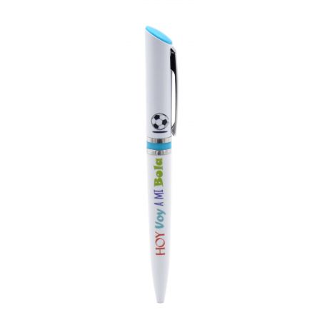 Original bolígrafo para chicos -Hoy voy a mi bola-, blanco y azul