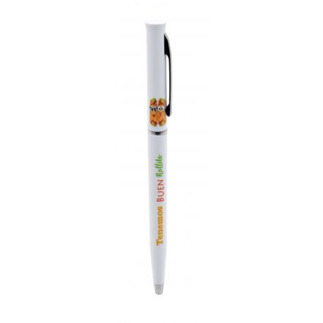 Original bolígrafo para invitados/as -Tenemos buen rollito-, en blanco