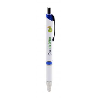 Bolígrafo en azul y blanco con frase -Eres la pera