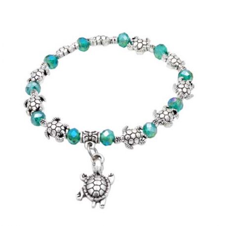 12 pulseras con tortugas y abalorios turquesa, super elegante