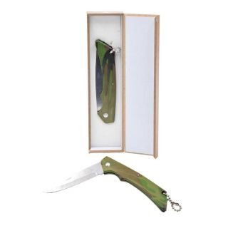 Navaja de camuflaje en caja. Grabable, personalizable.