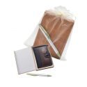 Regalo 4 en 1: diario, bolígrafo, caja de madera y bolsa de organza
