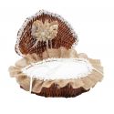 Concha de mimbre para anillos, adornada con yute y flores rusticas