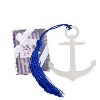 Marcapáginas de ancla con adorno azul