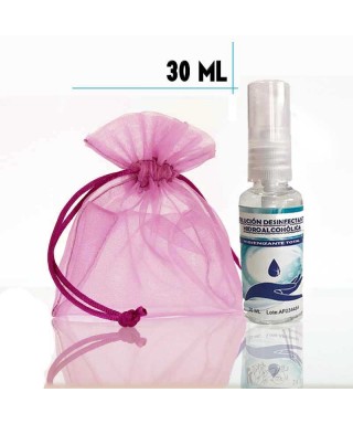 Bote de Gel Hidroalcohólico 30ml con spray, con bolsa de organza