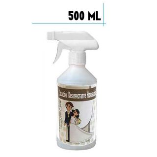 Bote de spray con Gel Hidroalcohólico 500ml con pegatina de boda