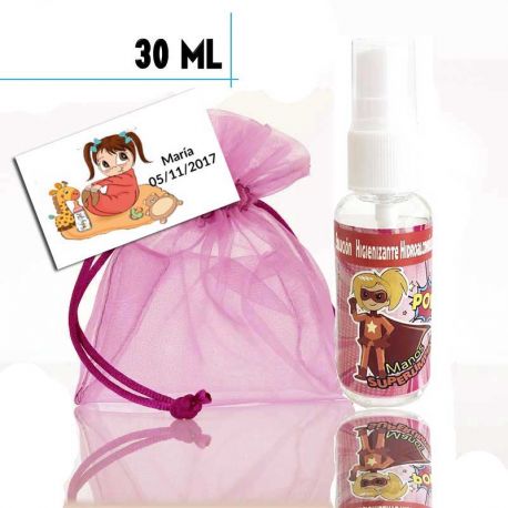 Gel Hidroalcohólico de Superheroina 30ml, con bolsa y tarjeta