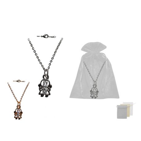 COLGANTE CON NIÑA (ORO-PLATA) + BOLSA TULL LISA (8941)