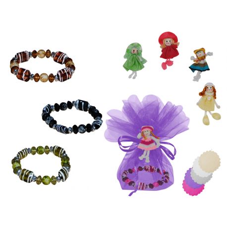 PULSERA CARAMELO + BROCHE MUÑECA + BOLSA TULL (8940)