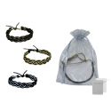 PULSERA PIEL DE HOMBRE ENTRELAZADA COLORES + BOLSA TULL LISA (8941)