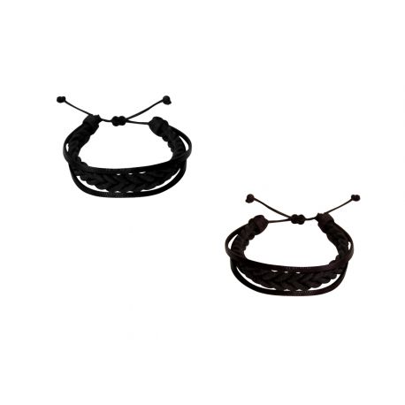 PULSERA PIEL DE HOMBRE ENTRELAZADA LISA