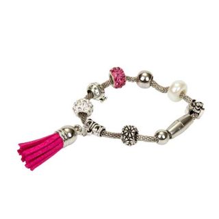 Pulsera eslabones rosa con borla