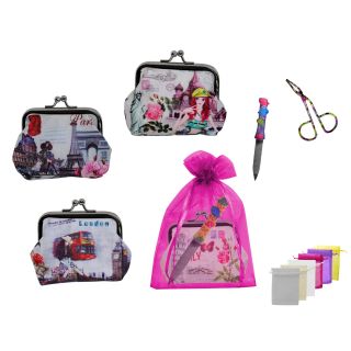 MONEDERO P.C.R. CIUDADES PEQUEÑO + MANICURA (8060/1/2) + BOLSA TULL LISA (8942)