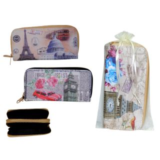 BILLETERO CIUDADES CON DOBLE CREMALLERA + BOLSA TULL LISA (8945)