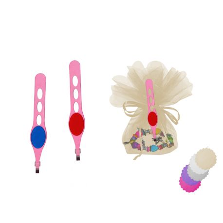 PINZAS DE DEPILAR CIRCULOS + PULSERA NACAR ABALORIOS (8105) + BOLSA TULL (8940)