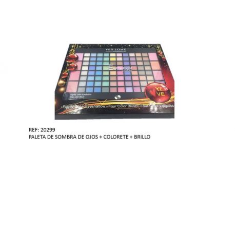 Paleta de sombra de ojos + colorete + brillo